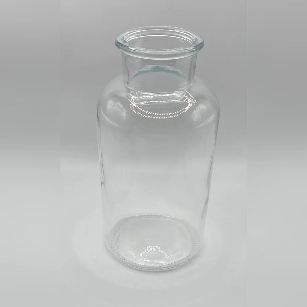 Pressed Chunky Clear Glass Vase 8